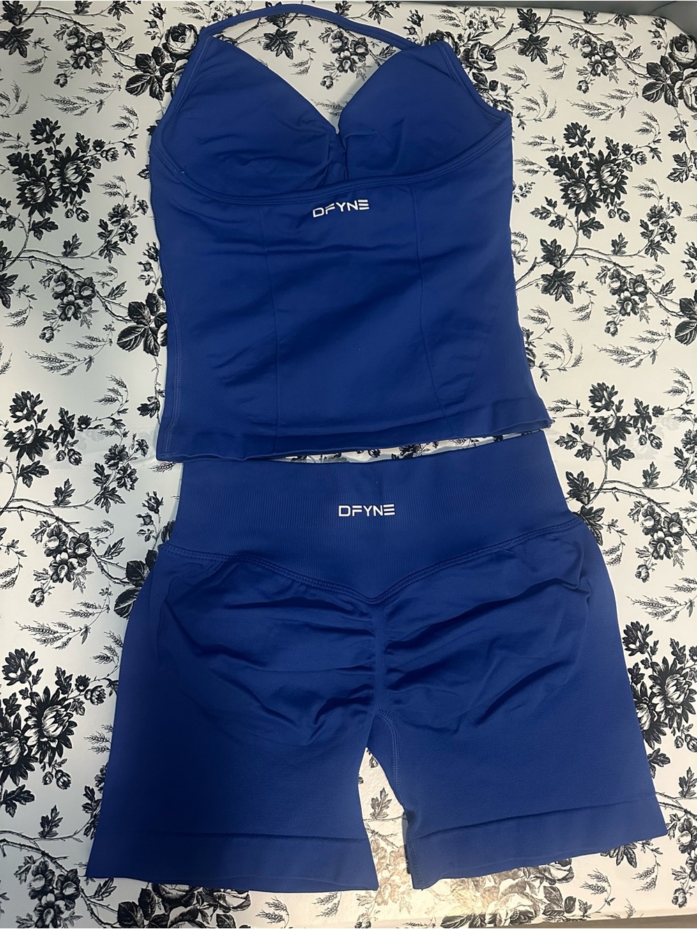 DFNE Electric Blue Tank Top & High-Waist Shorts - Picture 2 of 3